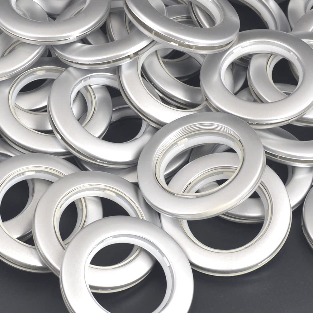 20 Sets Silver ABS Plastic Curtain Grommets - 42mm Inner Diameter With Connectors For DIY Curtains