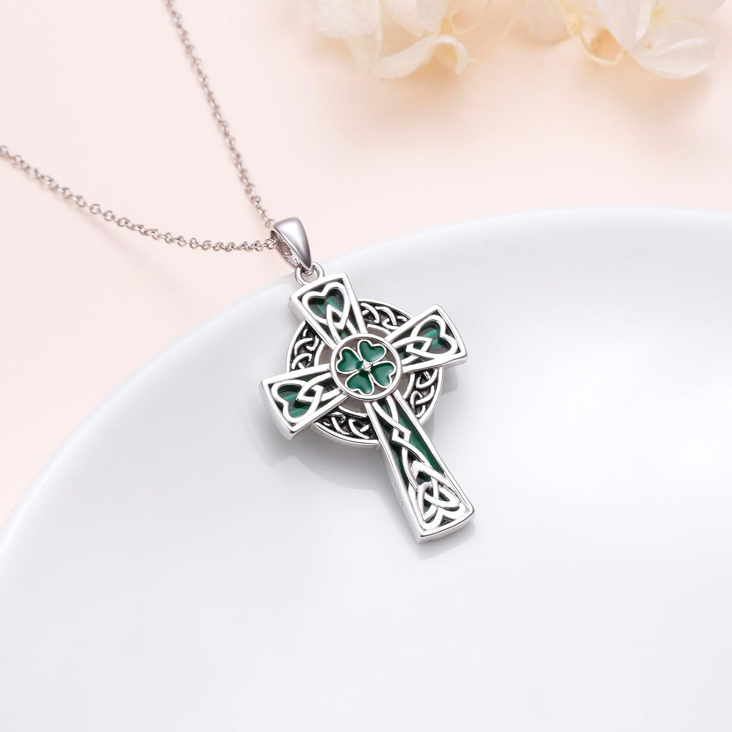 925 Sterling Silver Cross/Cross with Crown Necklaces for Women Celtic Knot CZ Cross Pendant Adjustable Chain Jewelry Present Birthday Chrismas Valentine