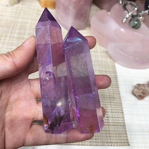 Miniatura 3 de Cristal natural áspero, magia natural, morado natural, Aura transparente, cuarzo transparente, piedra preciosa, torre de reiki (color : 1 pieza,