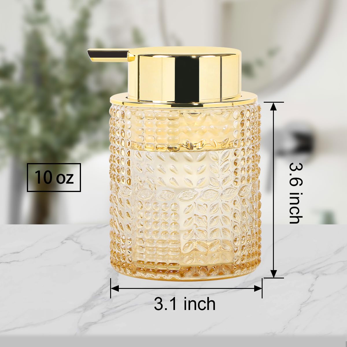 Schaumseifenspender aus bernsteinfarbenem Glas, 2 Stück, nachfüllbarer Schaumseifenspender mit goldfarbener Pumpe, Glas-Lotion-Behälterflasche für Küche und Badezimmer, breite Öffnung und