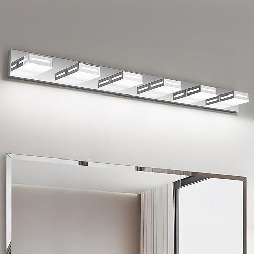 Miniatura 19 de Lámpara de Tocador LED Moderna Dorada de 30 Pulgadas con 4 Luces para Baño sobre Espejo, Accesorios de Iluminación de Baño con Blanco Frío 6000K,