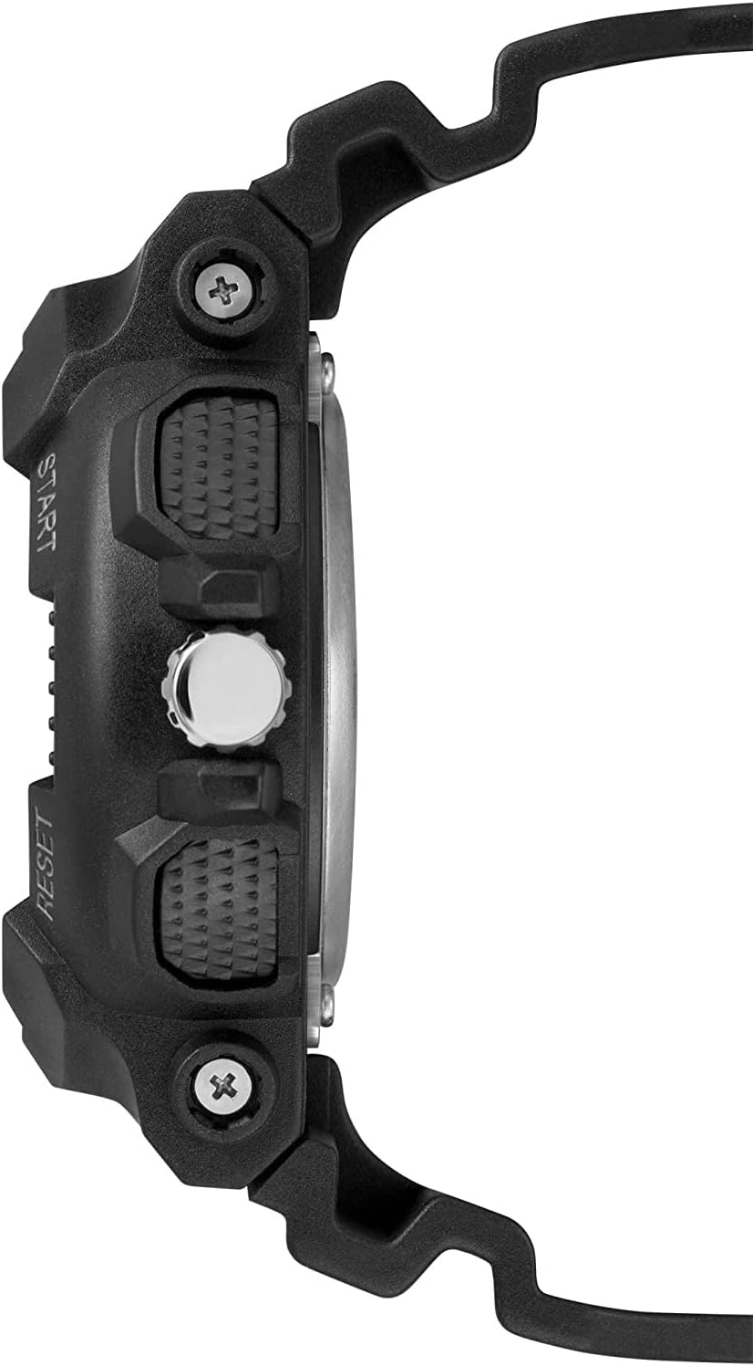 lateral view of the Timex Mens Digital Watch TW5M22500 showing the START and RESET buttons on the right side.