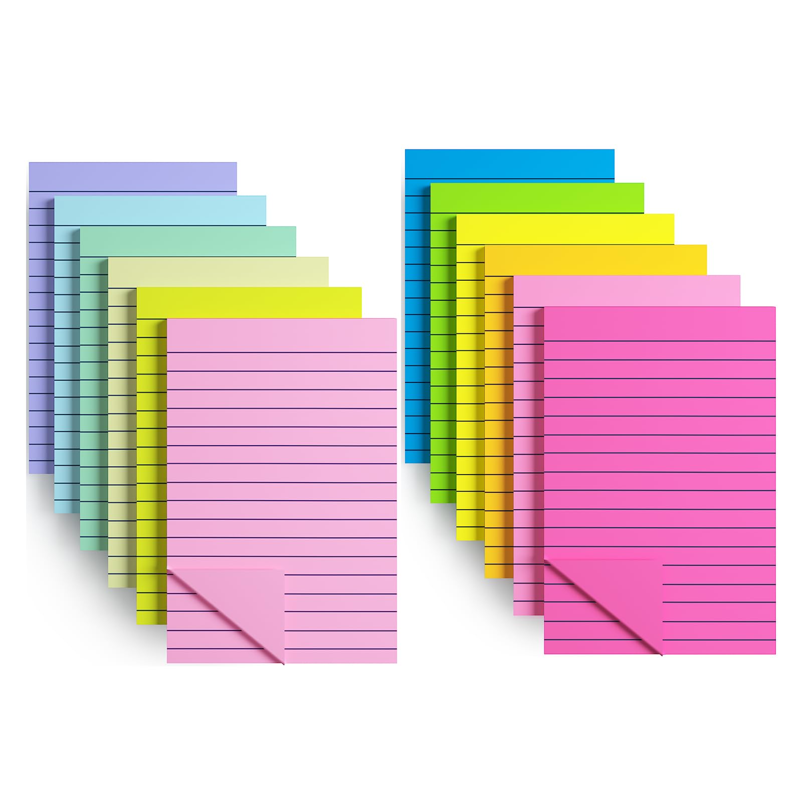 Notes Adhésives Lignes 10x15 cm (4x6 pouces) – Bloc de Liste de Choses à Faire pour Bureau, École – Amovible sans résidus