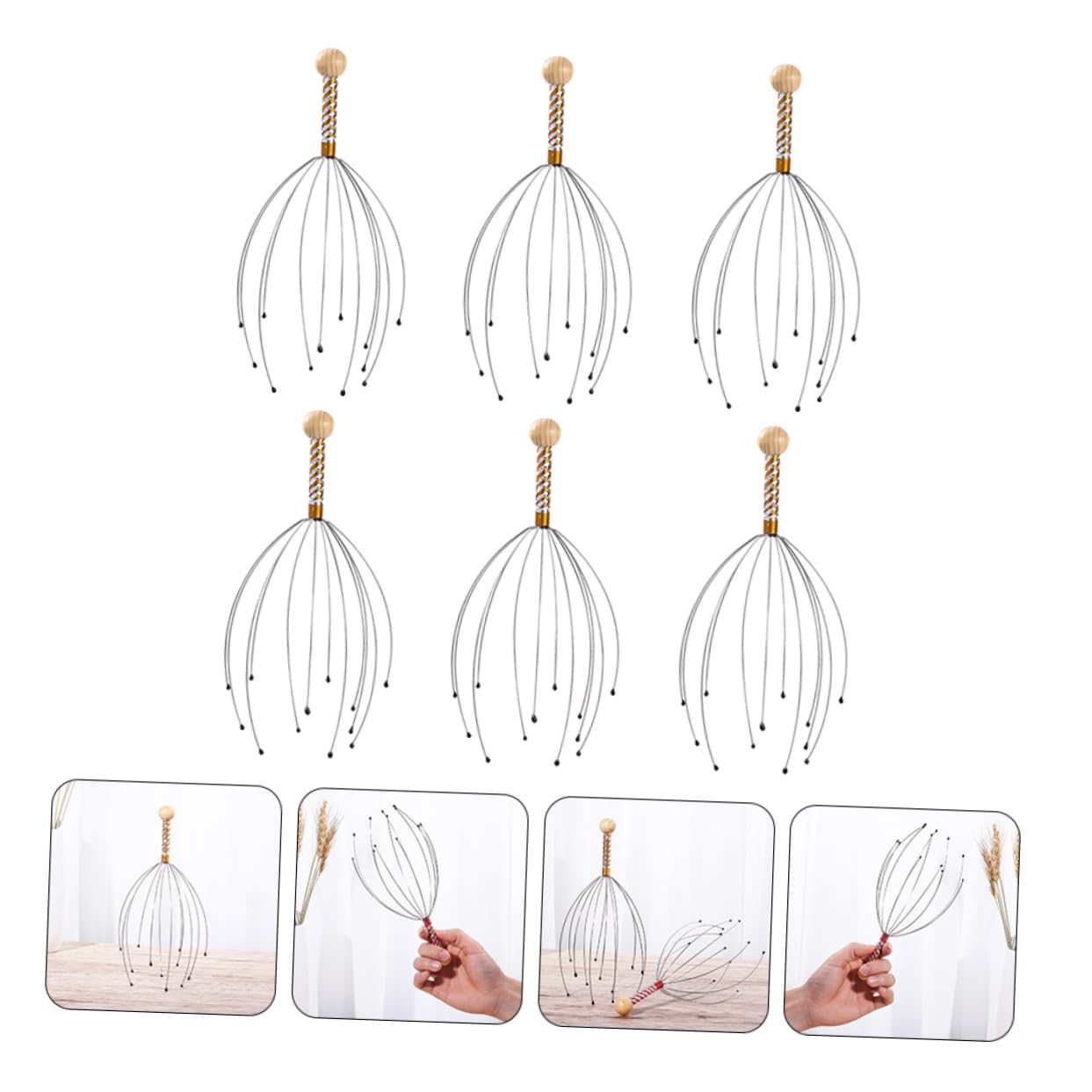 GLEAVI 3sets Octopus Kopfhaut Werkzeug Stahl Kopfhaut Massage Multi-funktion 6 Stücke * 3