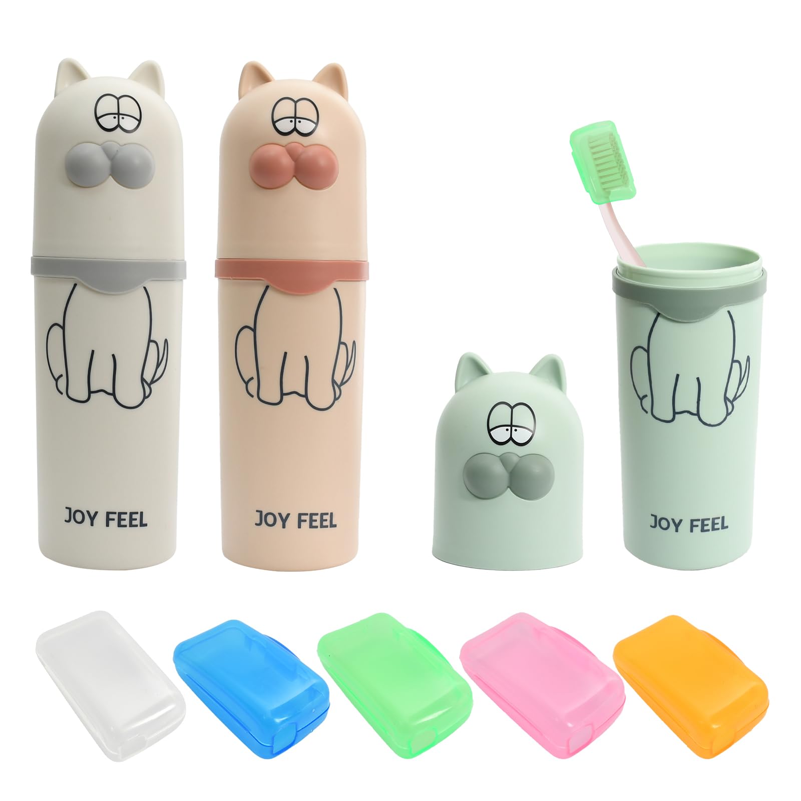 Zahnbürsten-Reiseetui-Set – 3 Zahnbürstenhalter & 5 Bürstenkopfabdeckungen | Tragbare Zahnbürstenbox für Kinder & Erwachsene | wiederverwendbar & hygienisch | ideal für Reisen, Schule, Camping