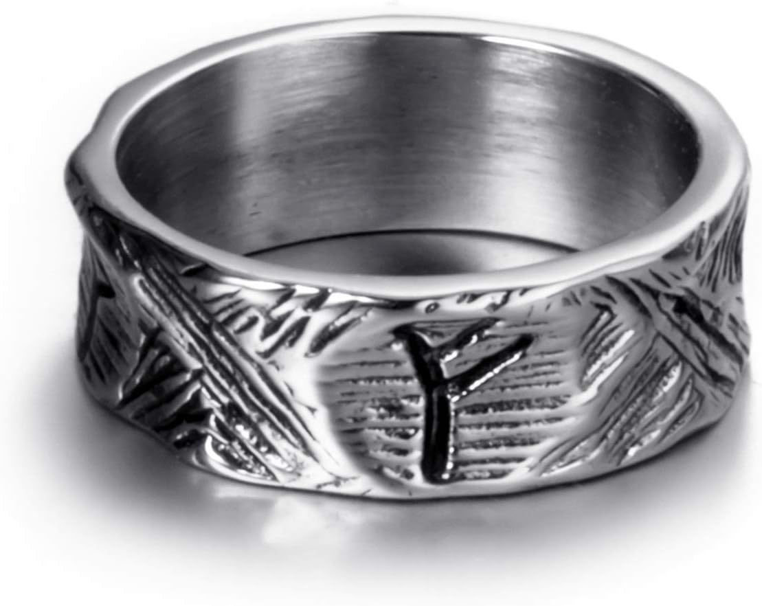 Men's Viking Rings Band Stainless Steel Norse Rune Odin Scandinavian Text Symbol Vintage Jewelry, Size 8-13 - Image 3