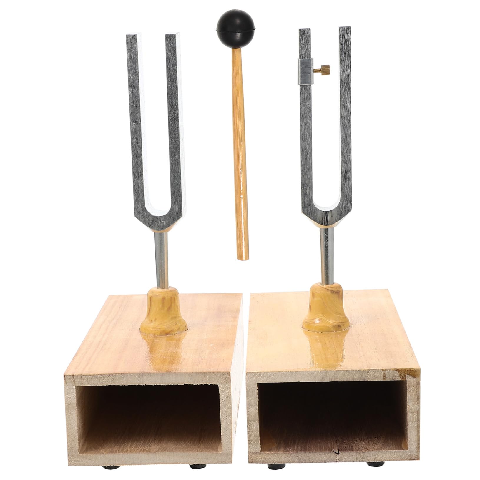 Stimmgabeln 440hz 1 Satz für Physikalisch Akustische Experimente | Holzsockel und Hammer, Metallausführung für Lehrzwecke, Stabile Positionierung