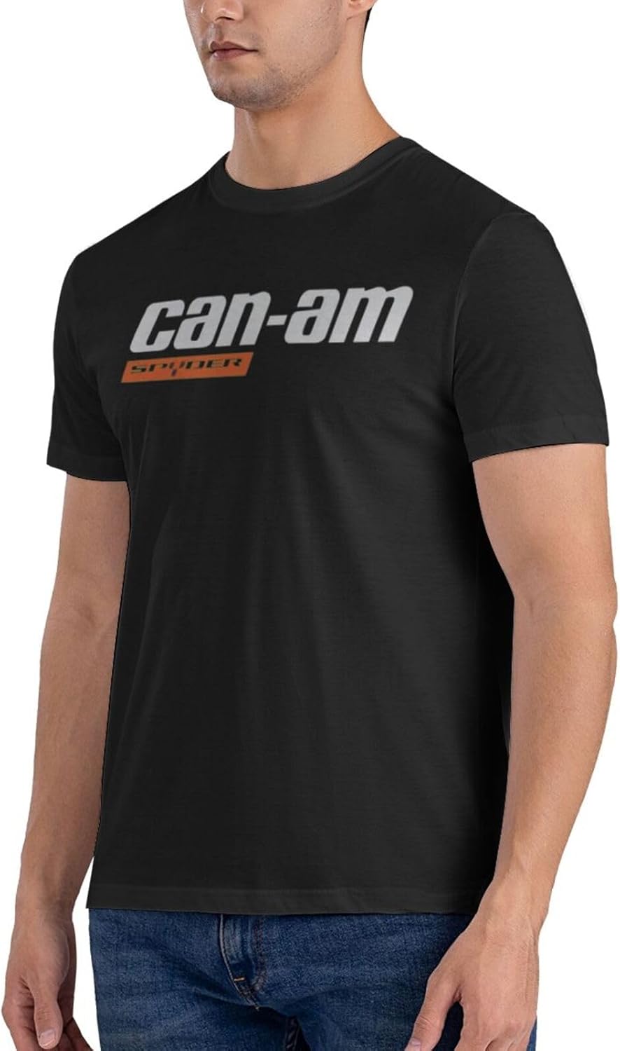 Can and am Casual Short Sleeved Men's Pure Cotton Round Neck T-Shirt Black - Image 3