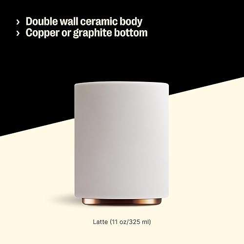 Miniatura 4 de Fellow Monty Milk Art Cups - Taza de cerámica con leche de doble pared, color blanco mate con base de cobre, taza de 11 onzas, 1 unidad (paquete de