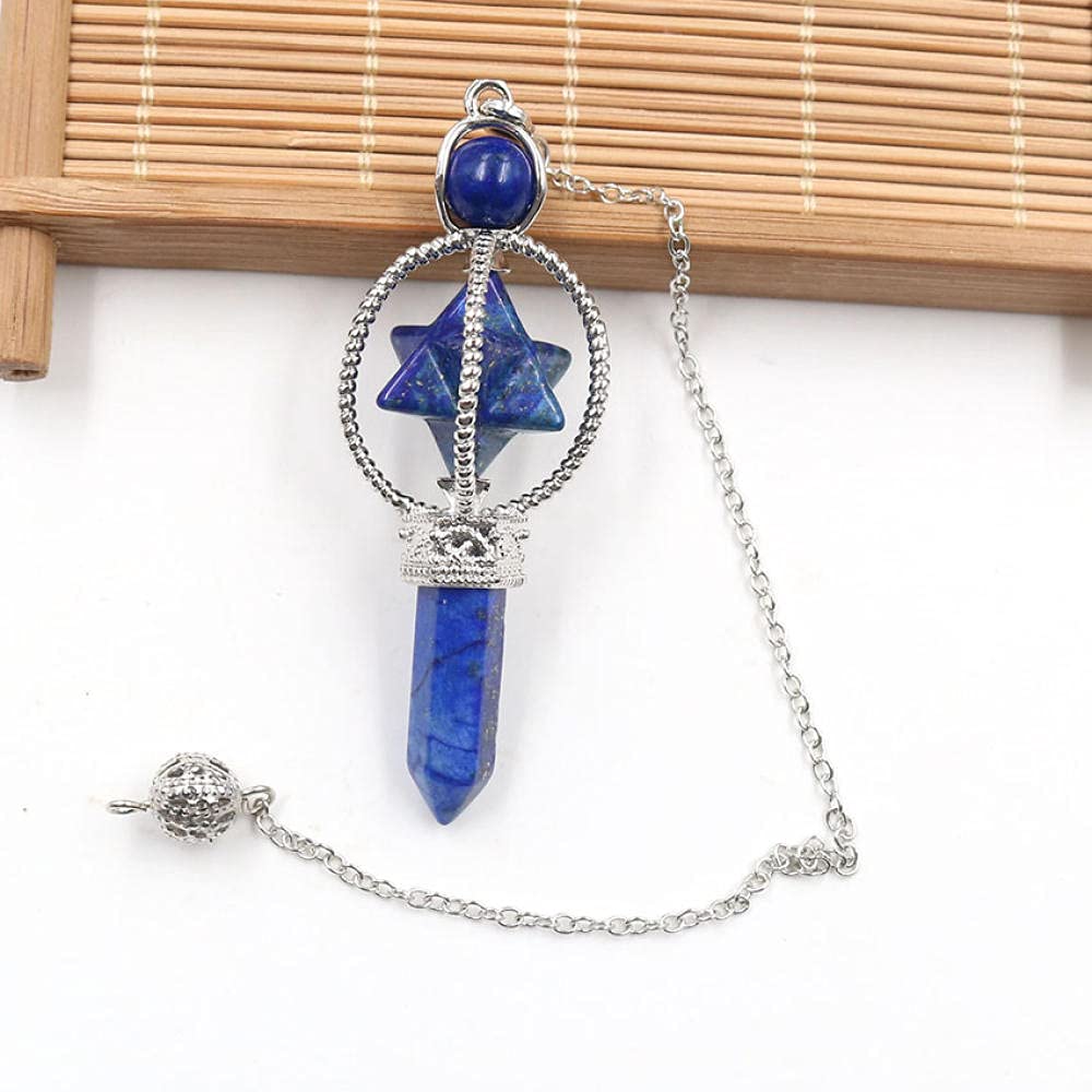 10 stücke Kleine Merkaba Pendel Anhänger Reiki Heilung Balancierende Natürliche Steine ​​Runde Perlen Hexagon Säule Szepter-Lapislazuli_CHINA