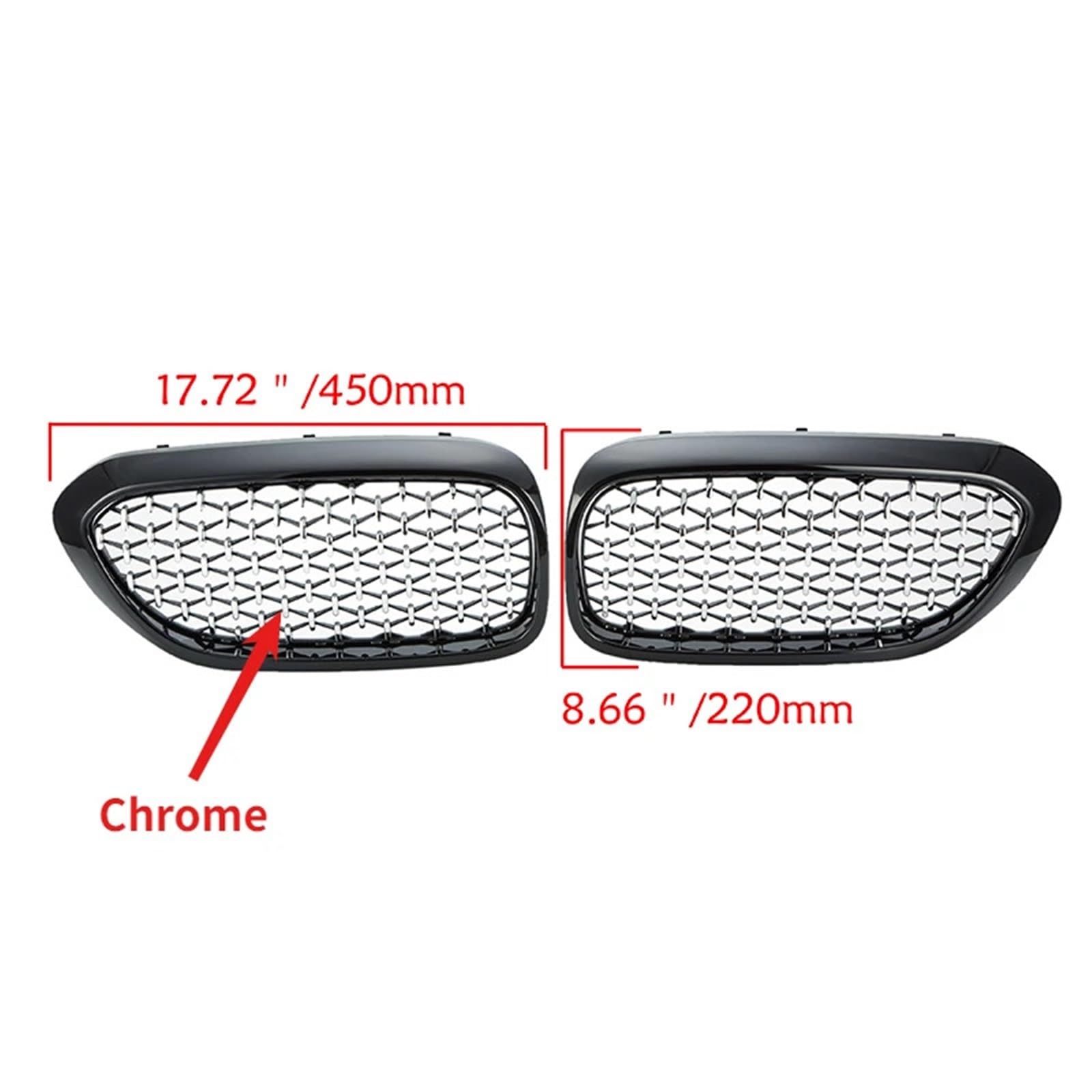Przednie kratki pasujące do BMW serii 5 G30 Sedan G31 Wagon 2017-2020 Przed liftingiem Zamienny zderzak wyścigowy z grillem nerkowym osłona chłodnicy(Chrome Black)