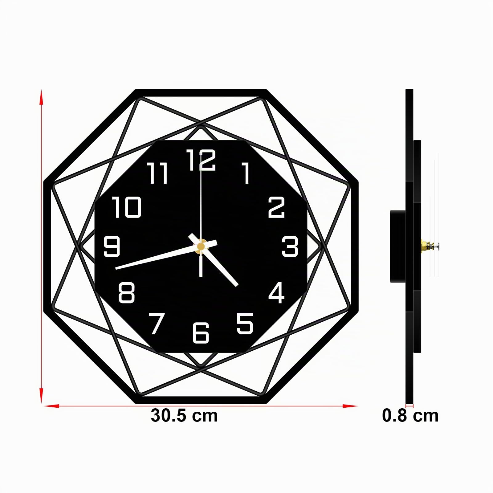 Metallo Orologio da Parete Moderno Silenzioso Movimento al Quarzo 0rologio da Muro per Soggiorno Camera da Letto Cucina Ufficio 30 cm (Nero Bianco)