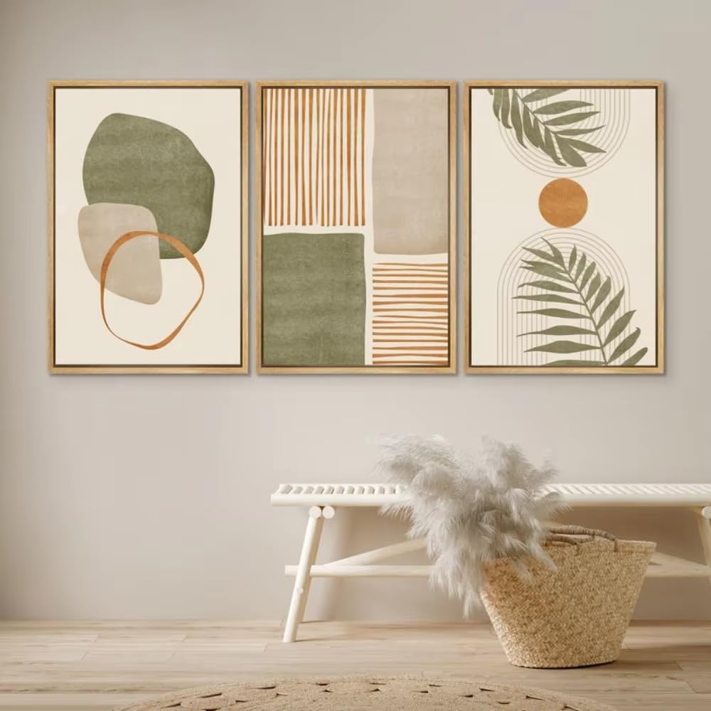 DFZEWKI Abstract Shape Illustrations of Tropical Leaves, Modern Art Bohemian Decor,Living Room Bedroom Wall Decor(50x75cm(20x30in) x3/No frame)
