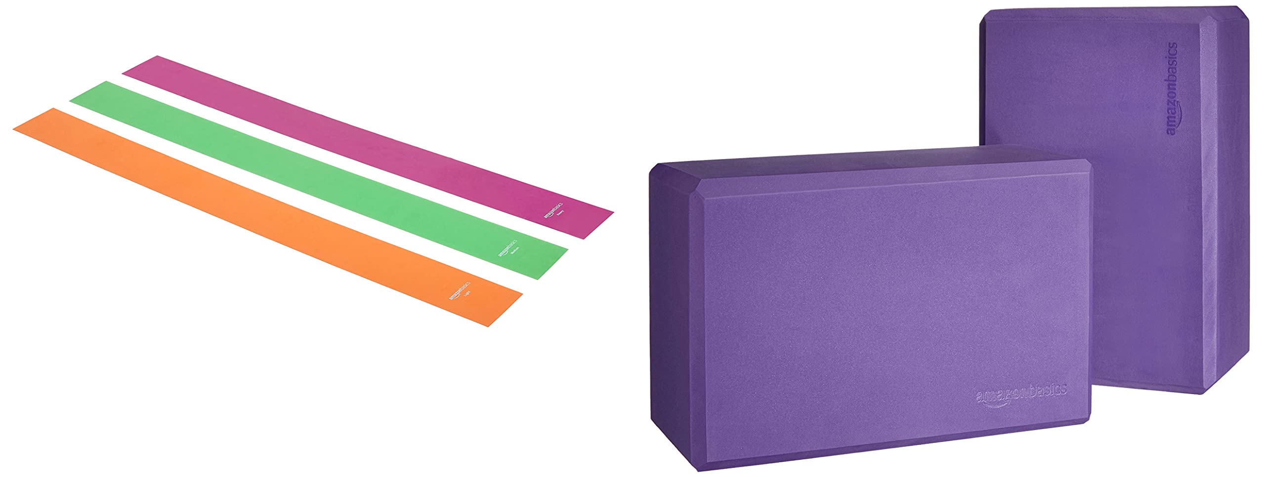 AmazonBasics TPE Resistance Band - 1500mm, 3-Piece Set&AmazonBasics Foam Yoga Blocks - 4 x 9 x 6 Inches, Set of 2, Purple (B08ZN5CBKD) Amazon Price History, Amazon Price Tracker