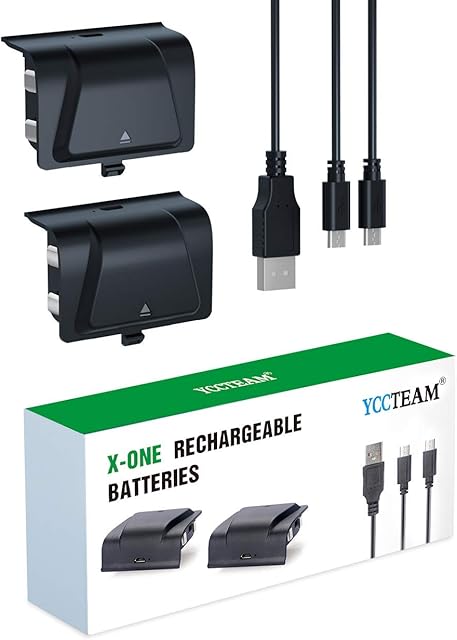 Rechargeable Battery Packs for Xbox One,YCCTEAM 2 Pack 1200 mAh Xbox One Controller Battery Pack with USB C Charging Cable and Micro USB Adapter - Upgrade Integrated Rechargeable Battery