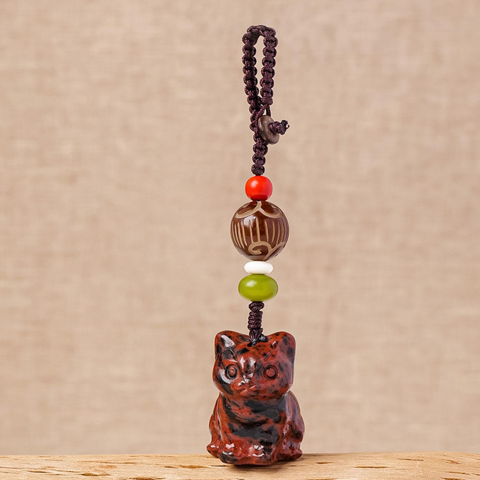 Fluorite Natural Stone Cat Pendant Lucky Charm Woman Portable Design