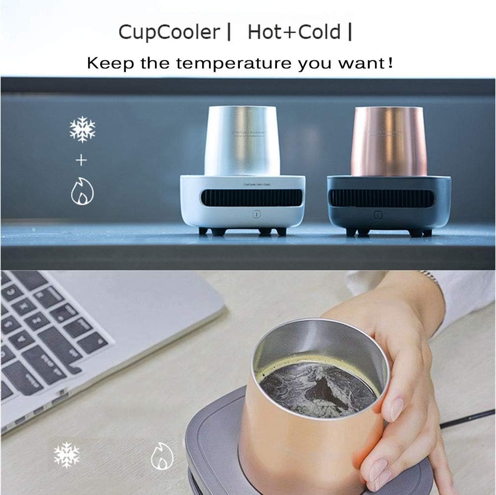 Travel Coffee Mug Warmer, Coffee Cup Mug Warmer, 2 in 1 Electric Drink Cooling Cup with 2 Temperature Control, Heating Plate Warmer for Car Home Office to Warm Cocoa Tea Water Milk, Silver