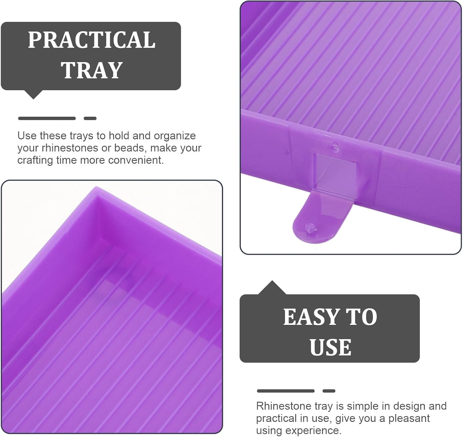 TEHAUX 5 Sets Diamond Art Trays, Removable 6 Grid Bead Rhinestone Diamond Sorting Trays, Plastic Rhinestone Organizer with Accessories, Painting Beads Sorting Storage Containers for Art Craft