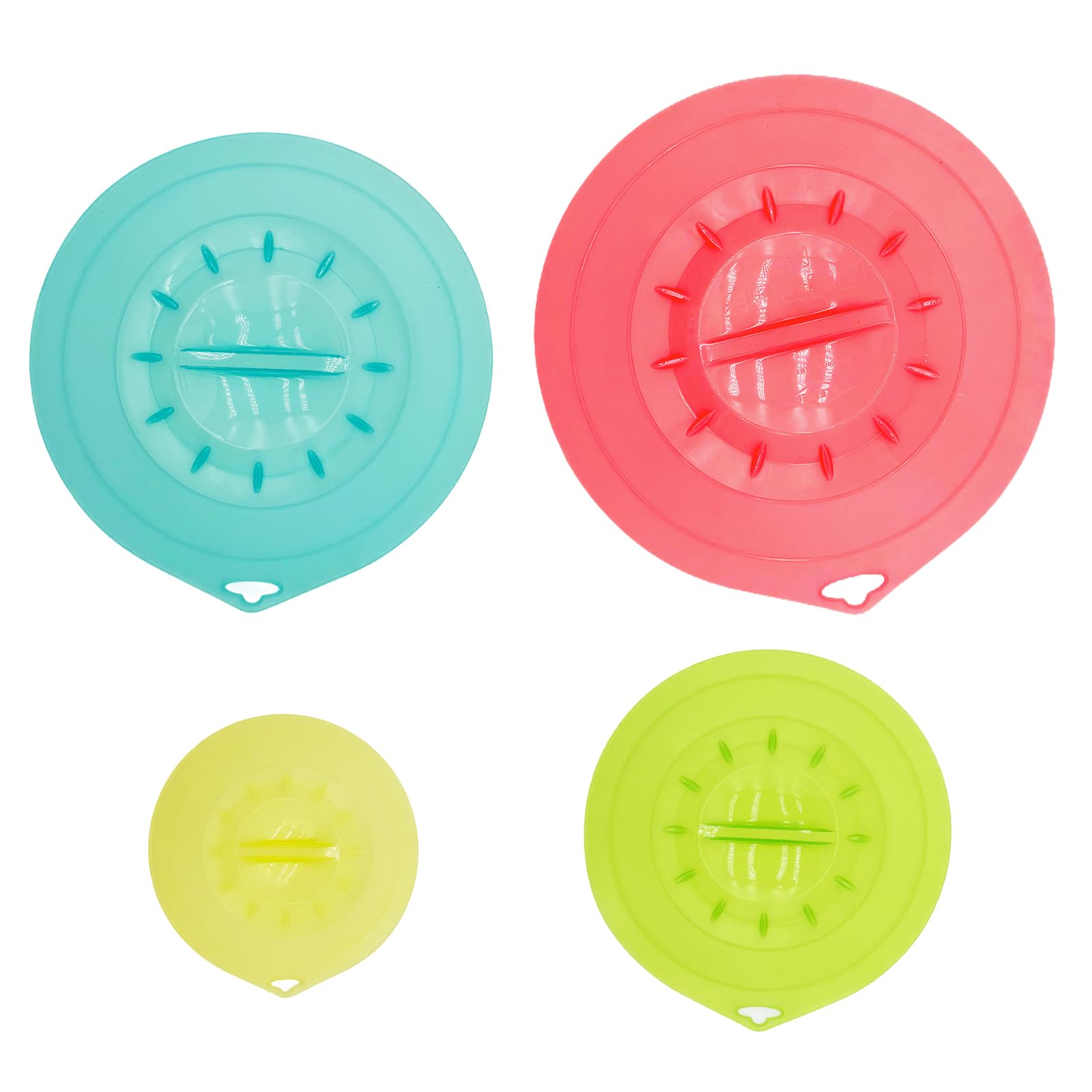 HSU'S 4 tapas de silicona de plástico, silicona platino, aptas para lavavajillas, reutilizables, 4 unidades, 25 cm, 20 cm, 15 cm, 10 cm