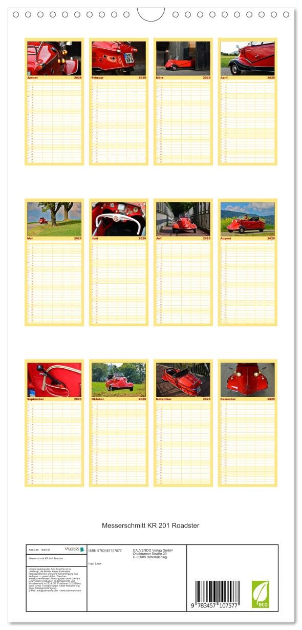 Familienplaner 2025 - Messerschmitt KR 201 Roadster mit 5 Spalten (Wandkalender, 21 x 45 cm) CALVENDO: Vollgas mit 10 PS (CALVENDO Mobilitaet)