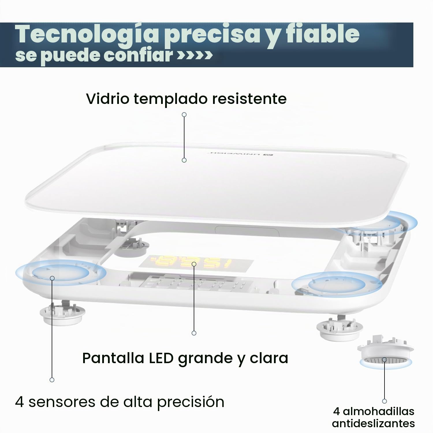 UNIWEIGH Paquete de cocina y baño- Báscula digital de alimentos gramos11lb,Báscula delgada de peso corporal 400lb,Cristal templado,Pantalla LCD con botón táctil,Medición precisa del peso,blanco.