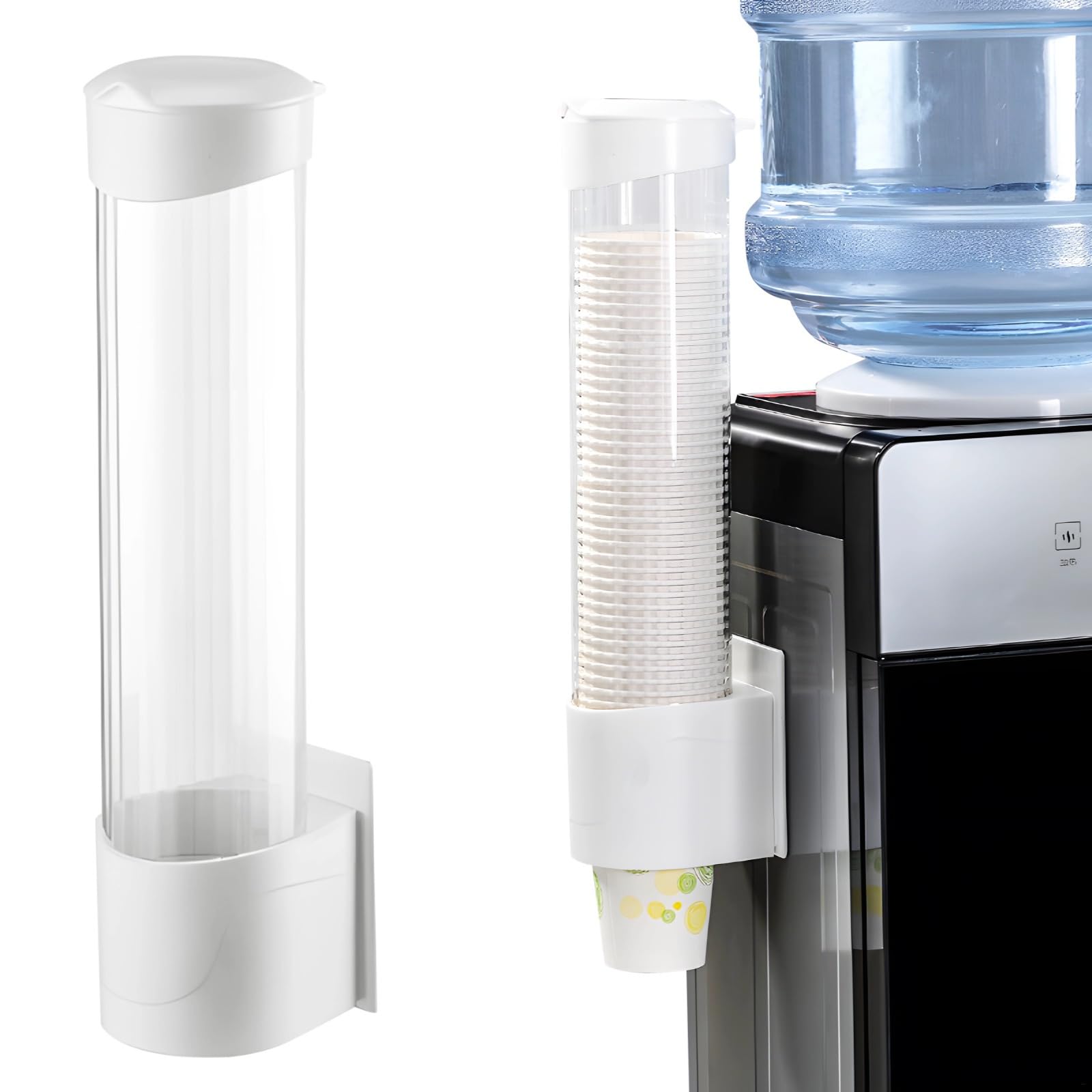 Wall-Mountable Paper Cup Dispenser For 3-6.5 Oz Cups, Gravity-Fed Pull-Type Holder, Dust-Proof For Home, Office, Dental Use