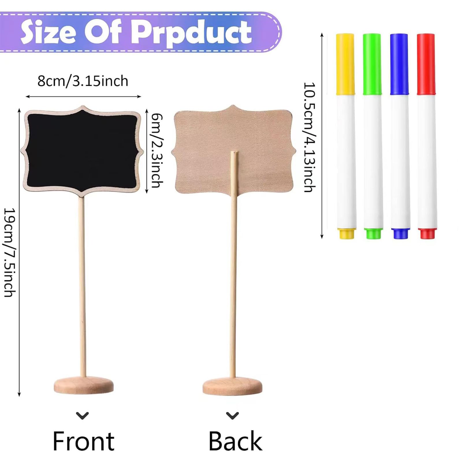 Lot De 4 Tableaux Noirs, Mini Tableau Noir De Table Avec Base Double