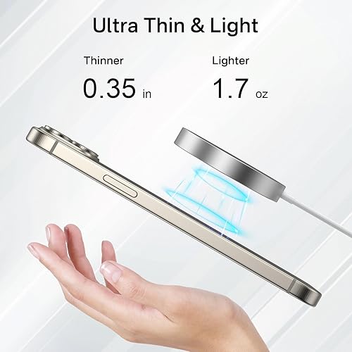 Miniatura 8 de Cargador inalámbrico magnético Qi2, cargador inalámbrico Minthouz de 15 W de carga rápida para iPhone, almohadilla de carga inalámbrica segura para