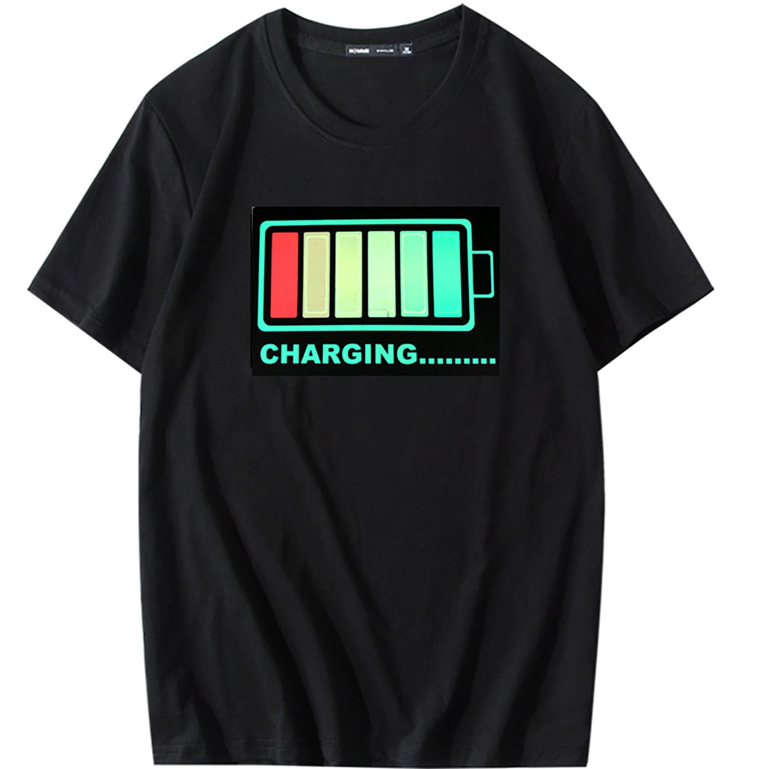 LED Equalizer Sound Activated Flashing Black T-Shirt(S, No8)