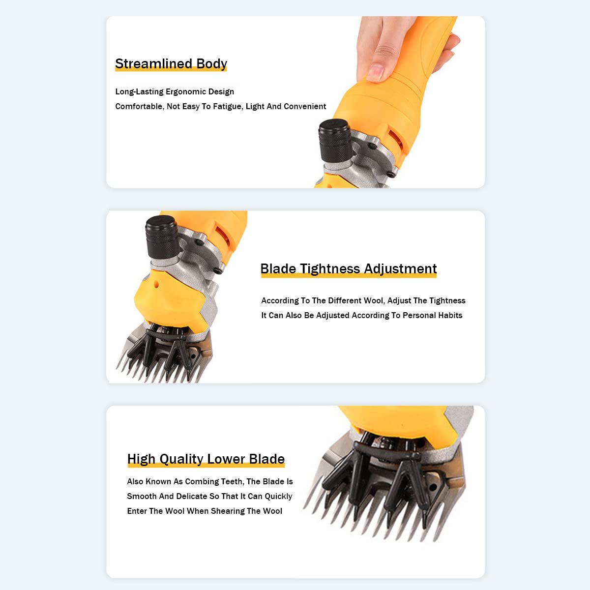 Cesoie per pecore elettriche senza fili professionali, per la rasatura della lana di pelliccia di pecore, capre, bovini, animali da allevamento,Yellow