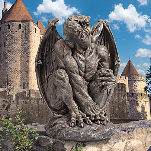Design Toscano Silas The Sentry Gargoyle, 16Wx24H, Grey Stone Fin. Statue