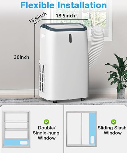 Miniatura 6 de Joy Pebble Aire acondicionado portátil de 14000 BTU, unidad de CA portátil para enfriar la habitación hasta 700 pies cuadrados, aire acondicionado