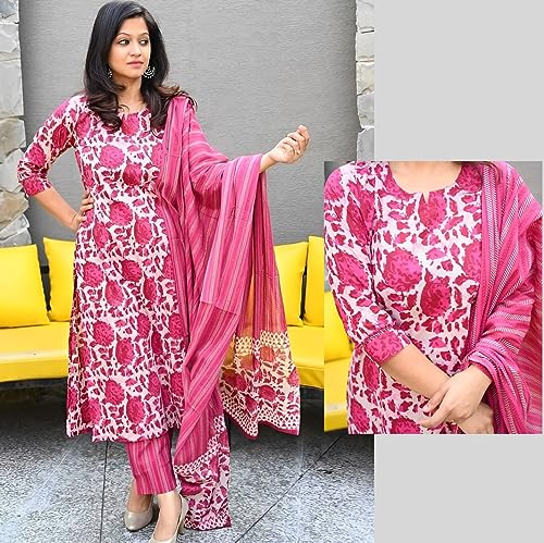 Image of KLOSIA Women Floral Printed Kurta and Pant Set with Printed Dupatta