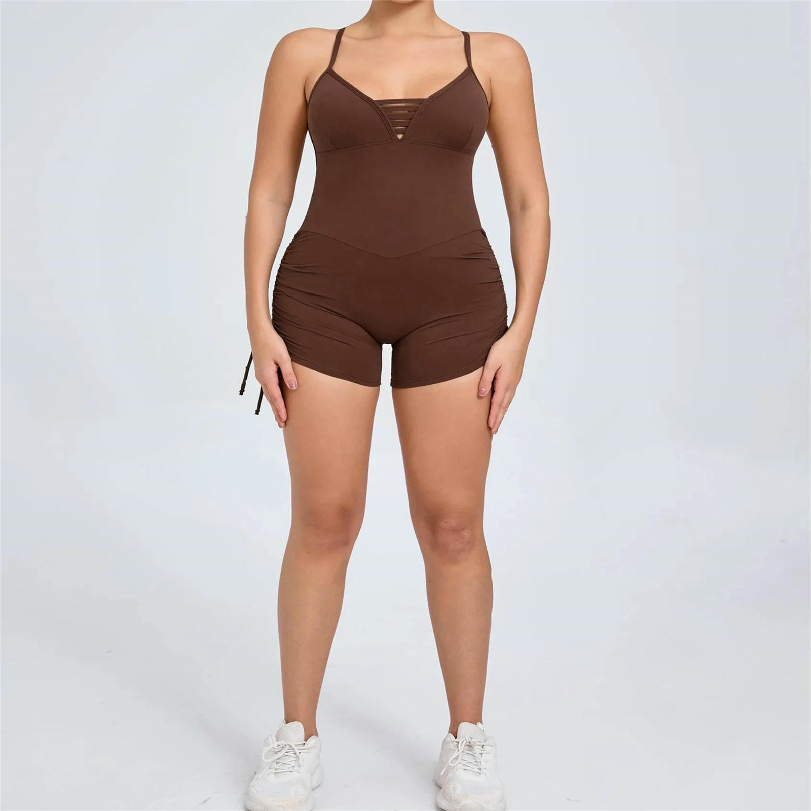 Leggings Deportivos Traje De Yoga para Mujeres Ropa Deportiva Integrada Gimnasio Entrenamiento Fitness Ejercicio Mujeres-café-m
