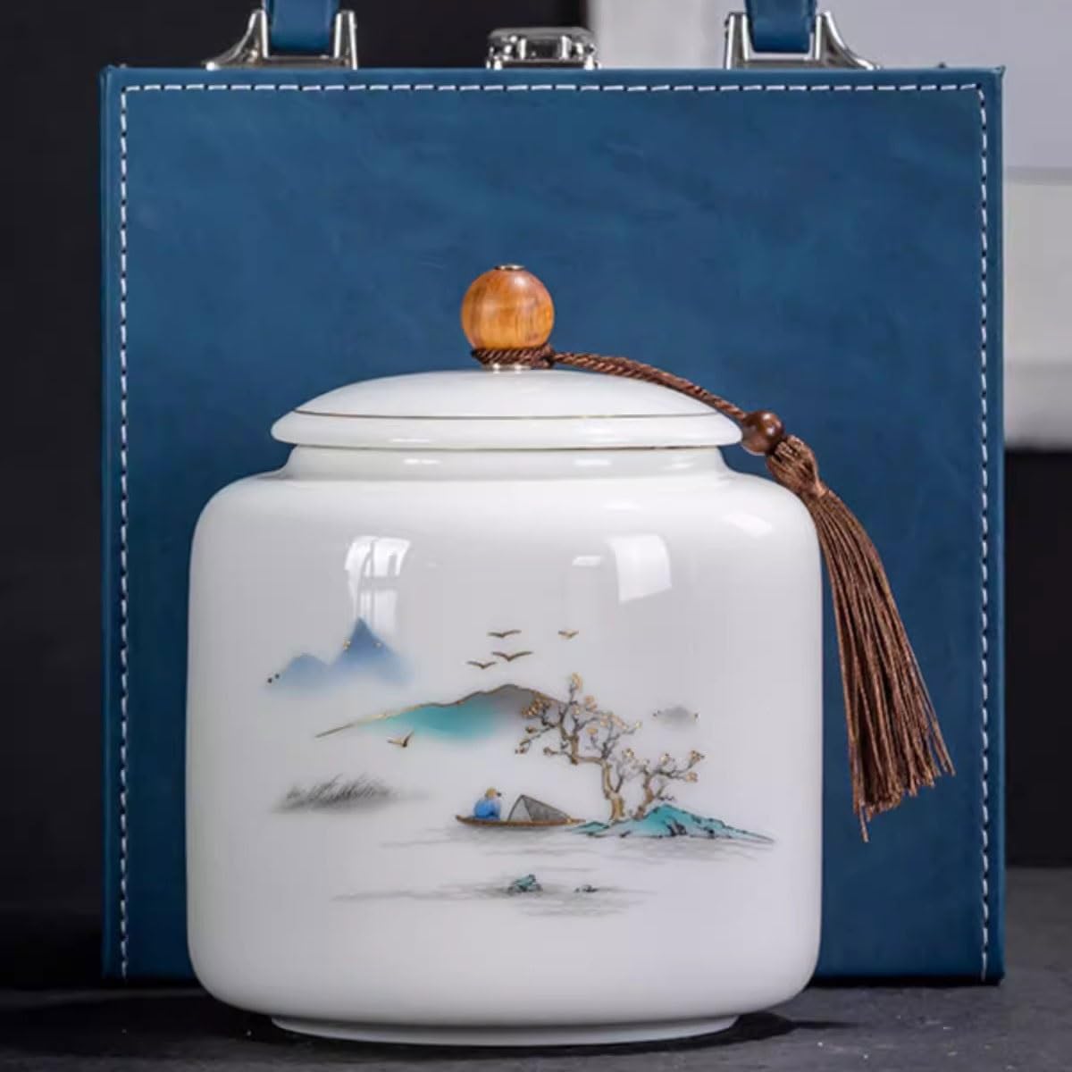 Przechowywanie herbaty Duży ceramiczny dzbanek na herbatę Biały porcelanowy szczelny słoik do przechowywania Słoik na herbatę Magazyn herbaty Luźna herbata liściasta Kanistry kuchenne