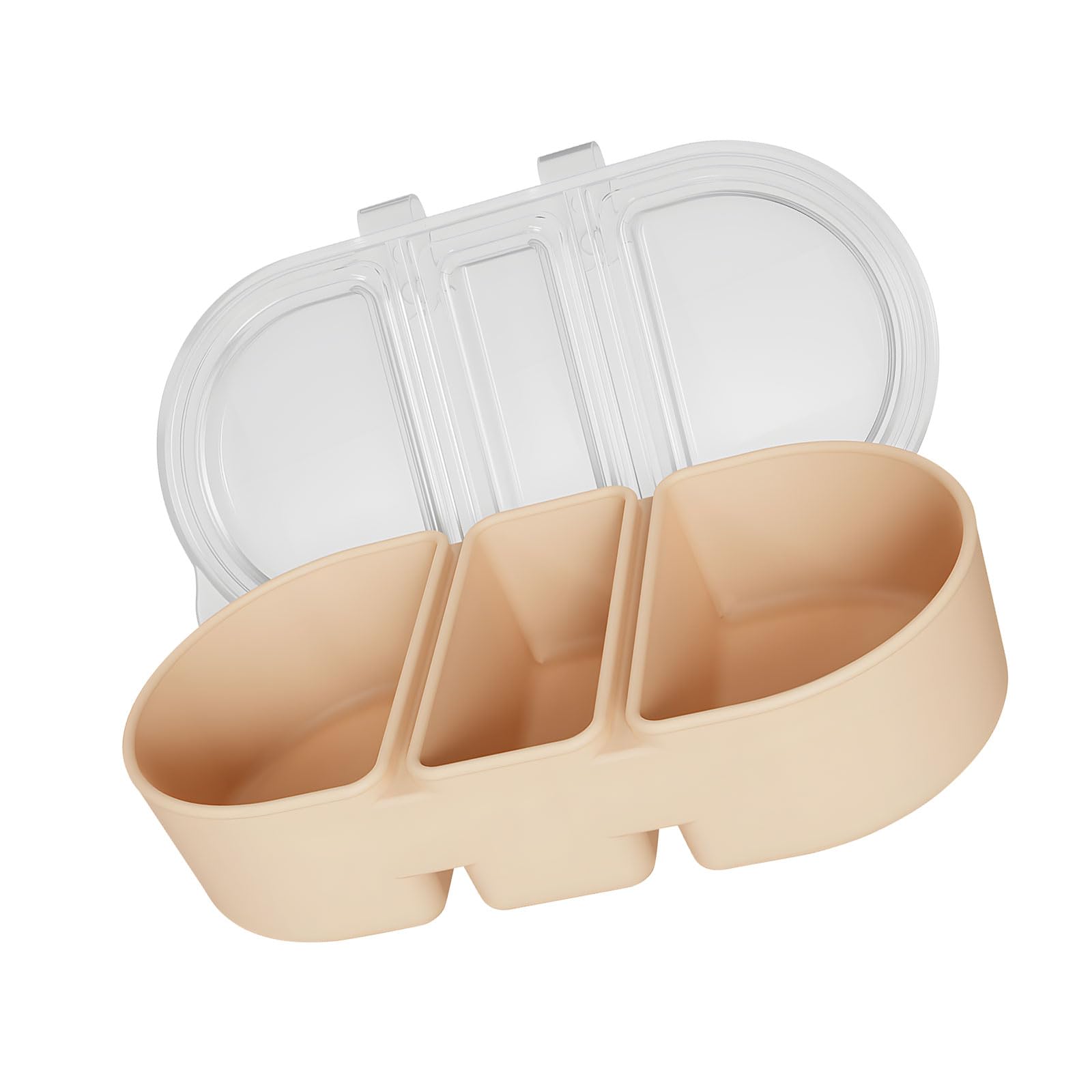 Hsioluted (Pack of 3) Silicone Multiple Compartment Canisters for Snackies Sauces Seasonings Closed Plan Flesh Like Cold Accepting Kitchen Outdoor Meal Travel Cold Immune