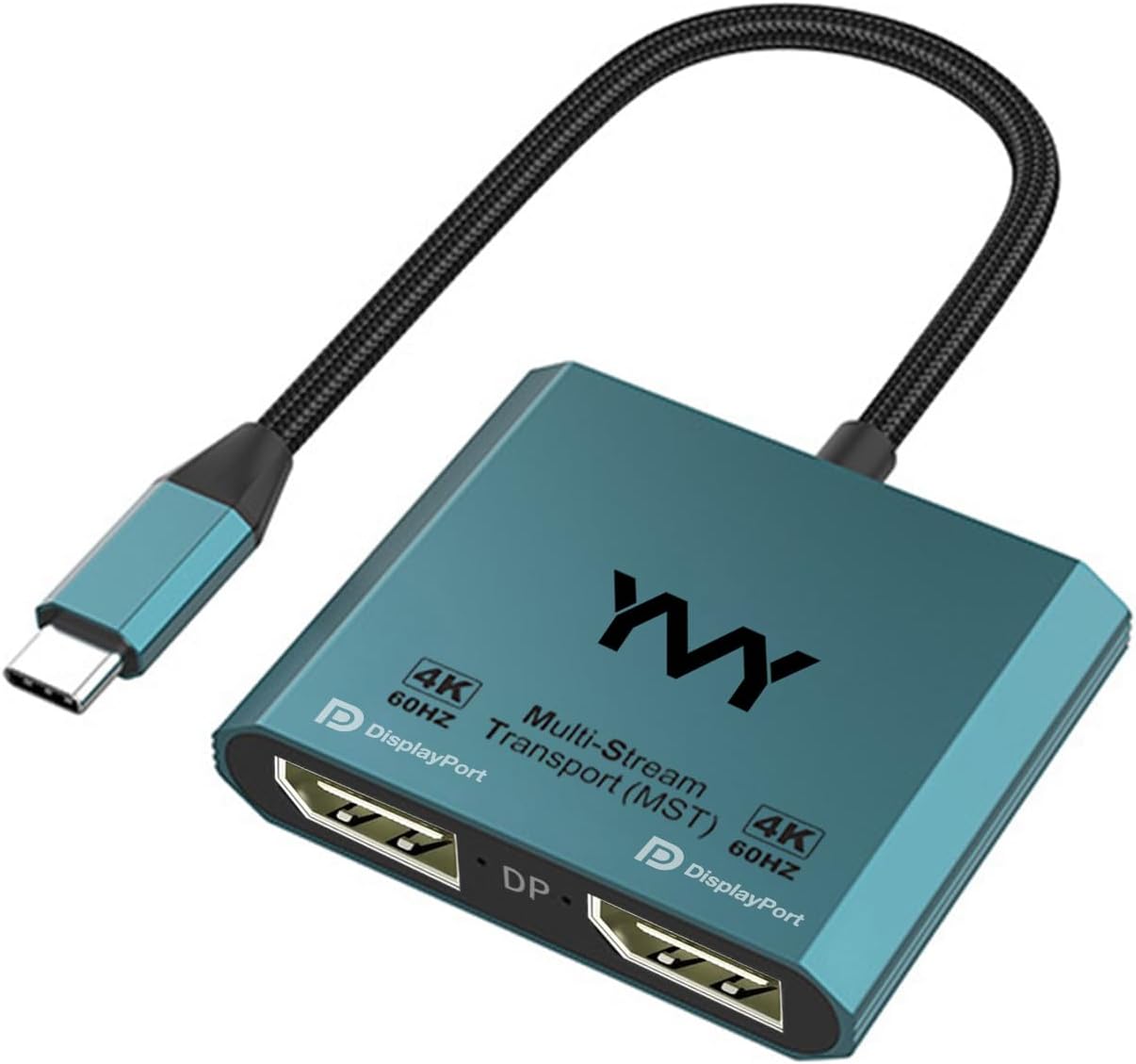 USB C to Dual DisplayPort Adapter, YMY Dual Monitor Connector 4K 60Hz, Type C to DP Screen Splitter for 2 Monitors Compatible with MacBook Pro/Air, Pad, Surface, Dell, Galaxy, Chromebook