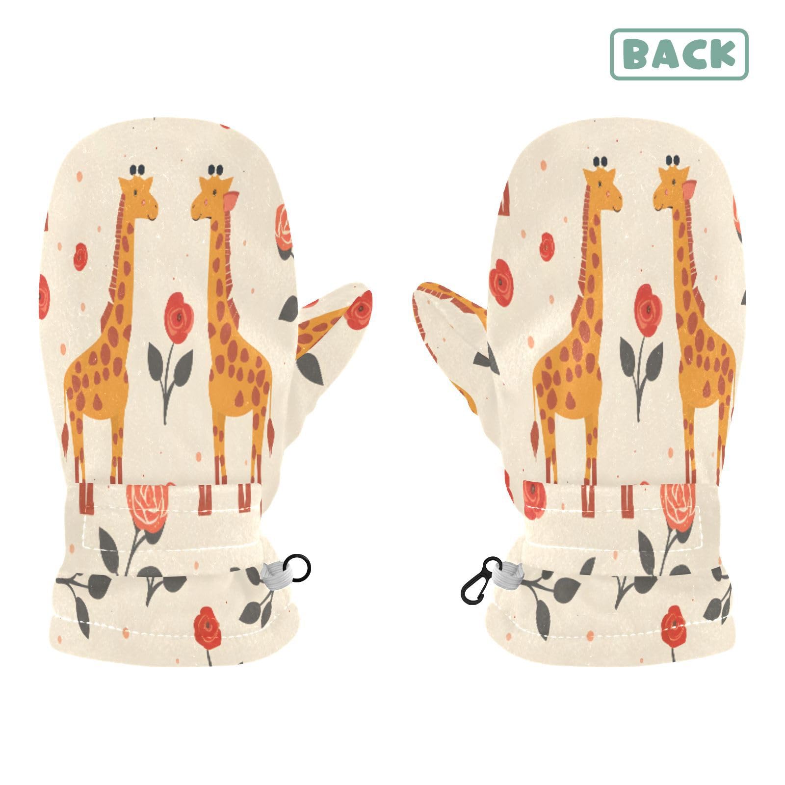 Kid's Winter Gloves Children Warm Gloves Giraffe Rose for Boys Girl Age 4-6 Years