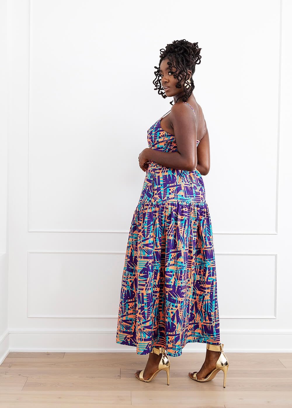 D'IYANU | Kenyatta African Dress for Women – Elegant African Attire – Kente Print Maxi Dress in Regular & Plus Sizes - Image 4