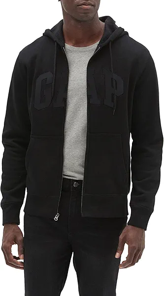 GAP mens Logo Hoodie Zip Hooded Sweatshirt, True Black V2 2, Medium US