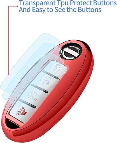 Miniatura 9 de Autophone Funda compatible con llavero Nissan con llavero de cuero, funda de protección de TPU suave para llave inteligente Altima Maxima Rogue