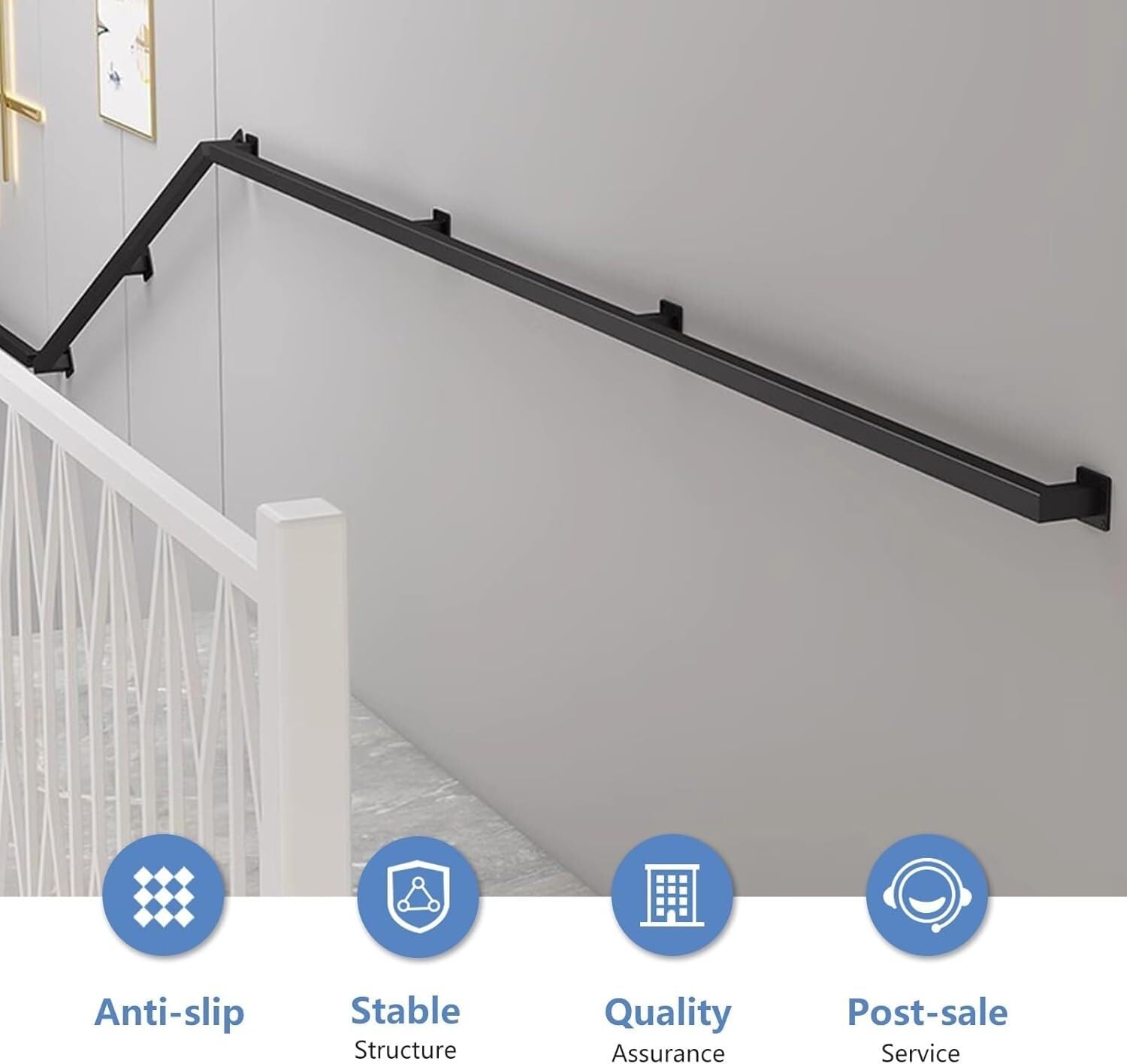 X&Z-XAOY Barandilla De Escalera Moderna Negra Barra De Agarre para Exteriores Barandilla De Escalera Metal Barandilla Balaustrada Pie Barandilla Soporte Varilla Asidero De Seguridad(100cm)