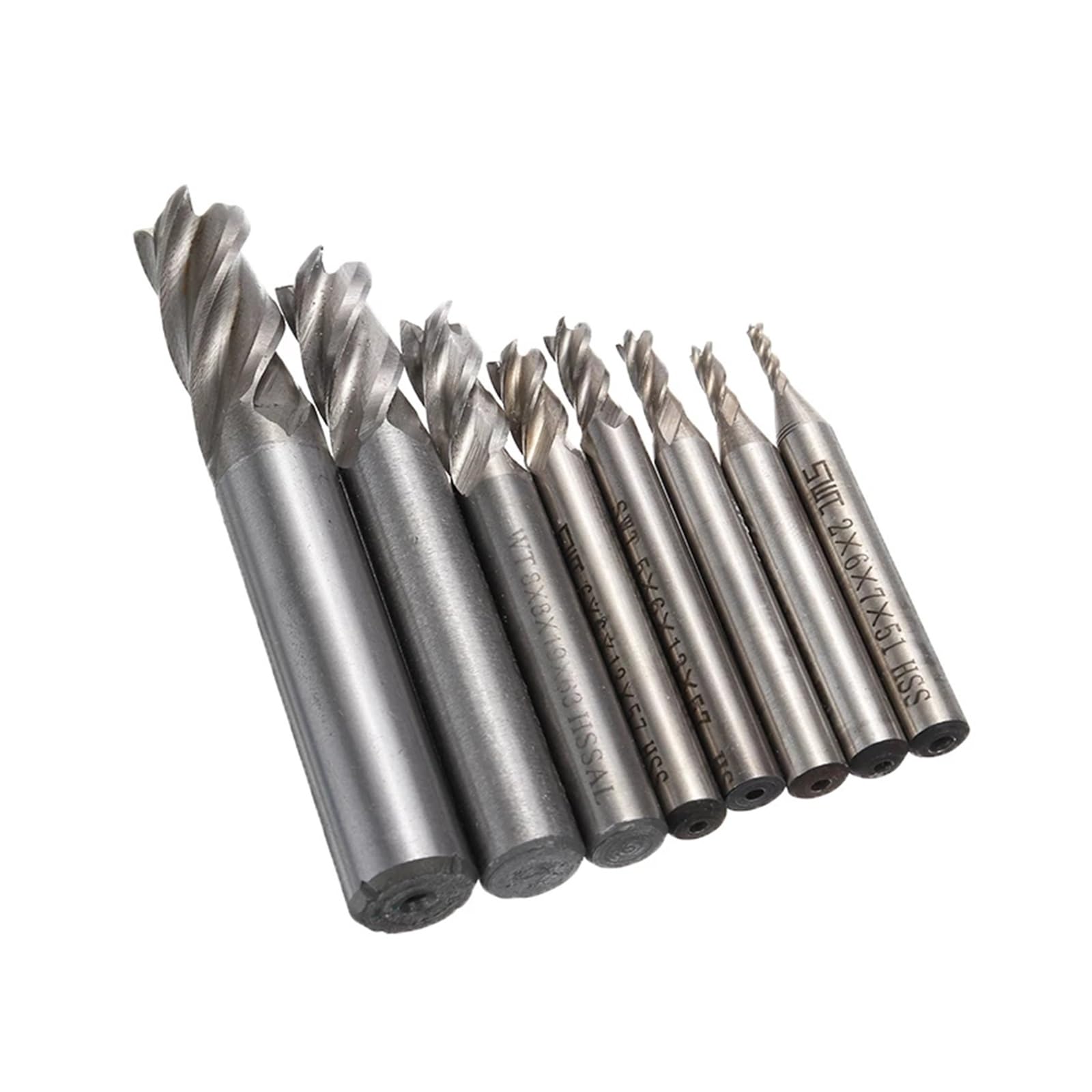 8PCS HSS Carbide Codolo cilindrico Fresa Kit Set 4 Flauto Fresa CNC Cutter Drill Bit Tool 2/3/4/5/6/8/10/12mm