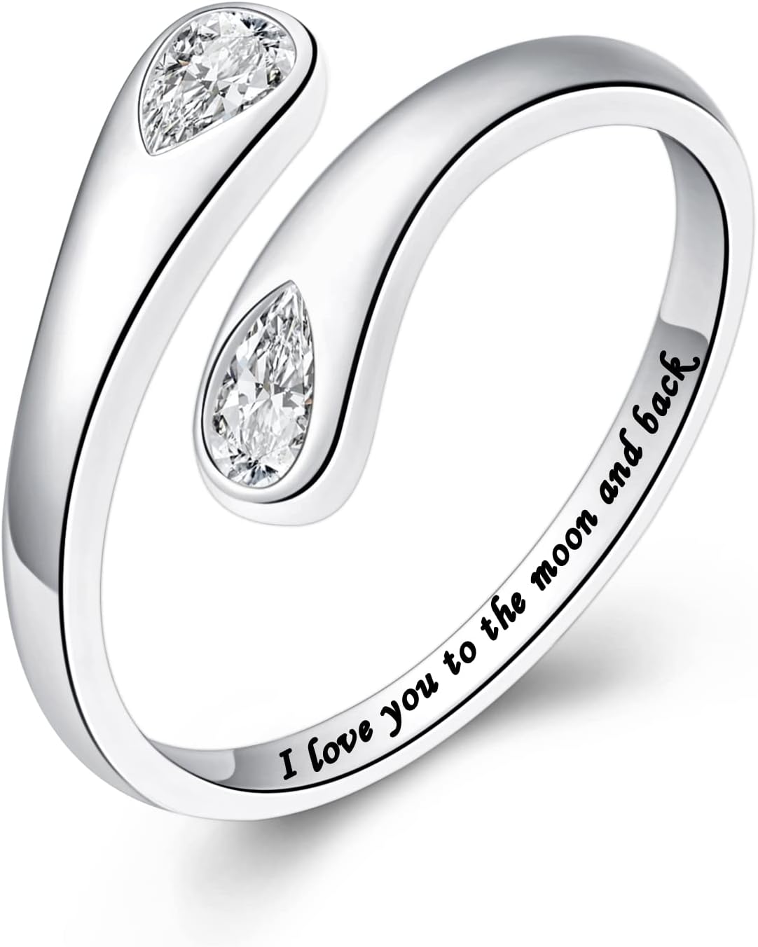 Fookduoduo 925 Sterling Silver Ring Inspirational Jewelry adjustable Wrap Open Rings for Women