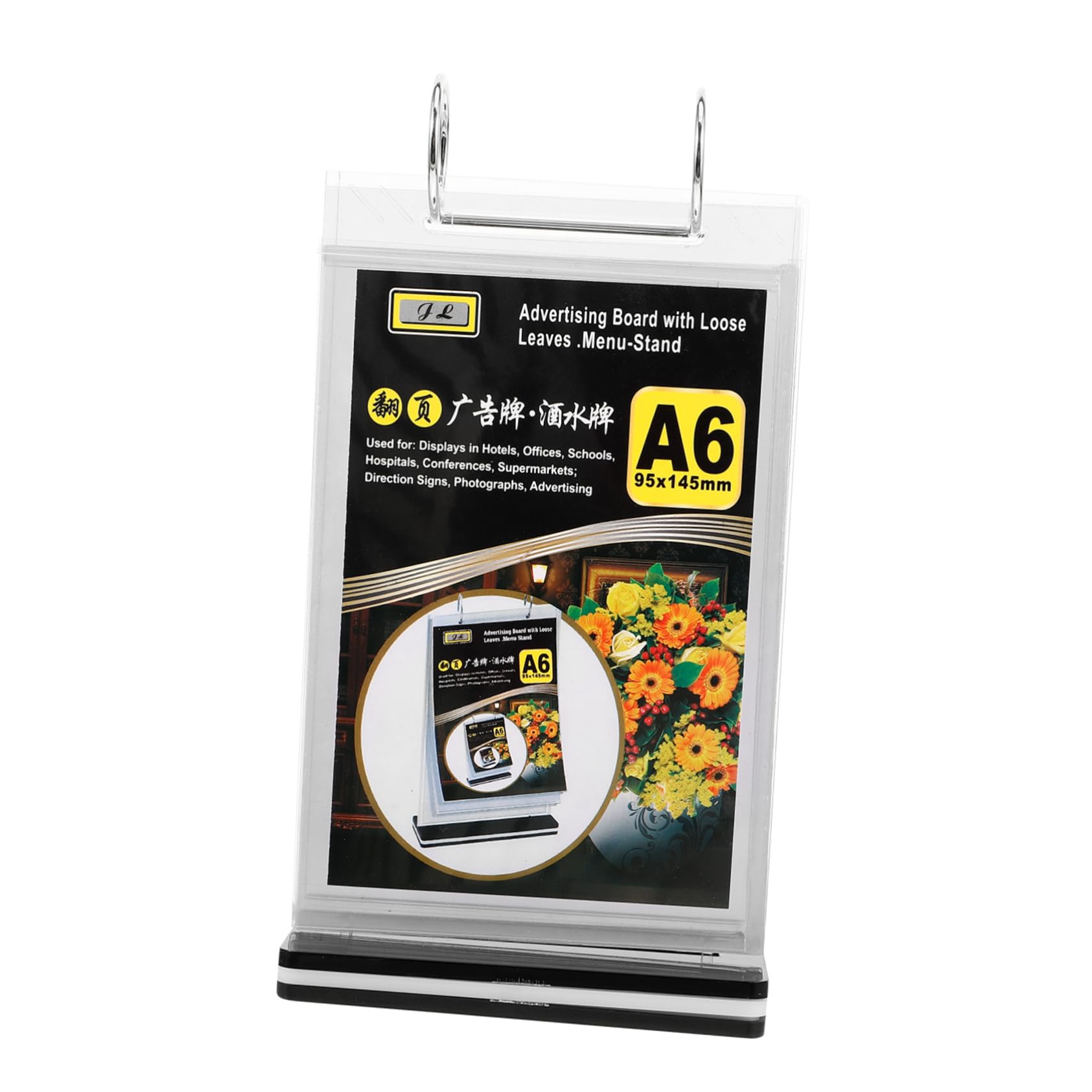Angoily 15 Piezas Soporte de Menú de Transparente con Base para Restaurantes y Oficinas Expositor Vertical de Carteles para Mostrar Menús y Anuncios
