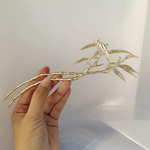 Miniatura 3 de Palo de pelo de estilo chino, horquillas de doble punta, horquilla de pelo con forma de bambú, accesorios para el cabello de Chignon Hanfu para