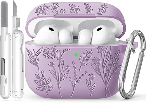 Miniatura 46 de Funda para Airpods Pro 3, Fundas con Grabado de Flores para Apple AirPods Pro de 3ª Generación 2025, Funda de Silicona Suave para Hombres y Mujeres