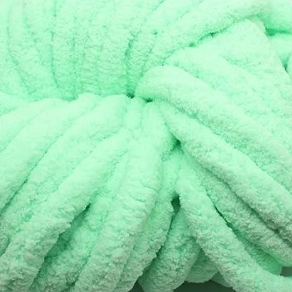 Chenille Super Chunky Polyester Extreme Soft Arm Knitting na grube koce z dzianiny, niebieskie robótki ręczne(Light Green,1kg)