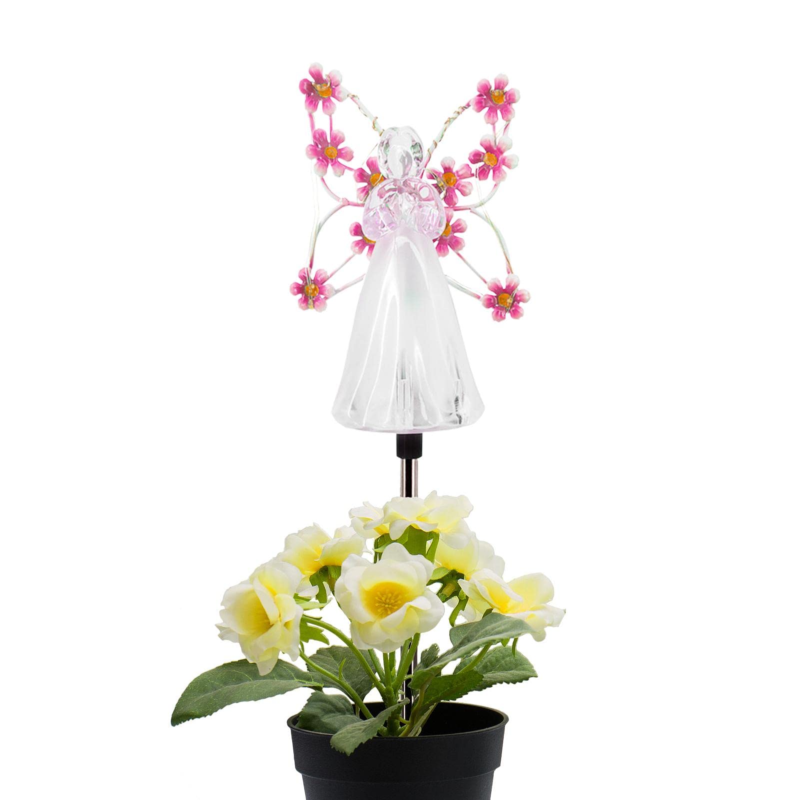 TAIPPAN Luci solari da giardino per esterni, confezione da 2 luci decorative a forma di angelo solare, IP67, impermeabili, per cimitero, tomba, giardino, terrazza, cortile, decorazione prato