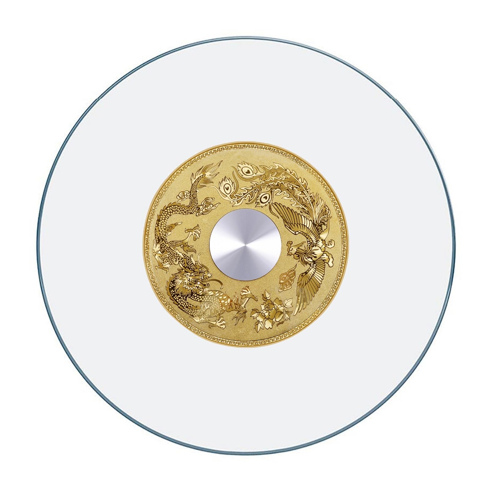 Plateau tournant en verre trempé Lucky Gold 90cm pour table de salle à manger chic